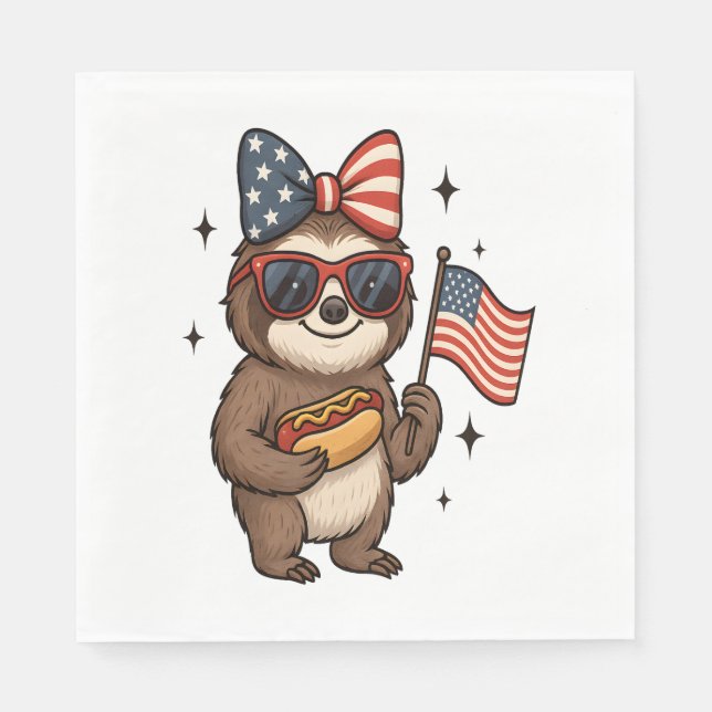 Guardanapo De Papel Sloth 4 de julho (Frente)