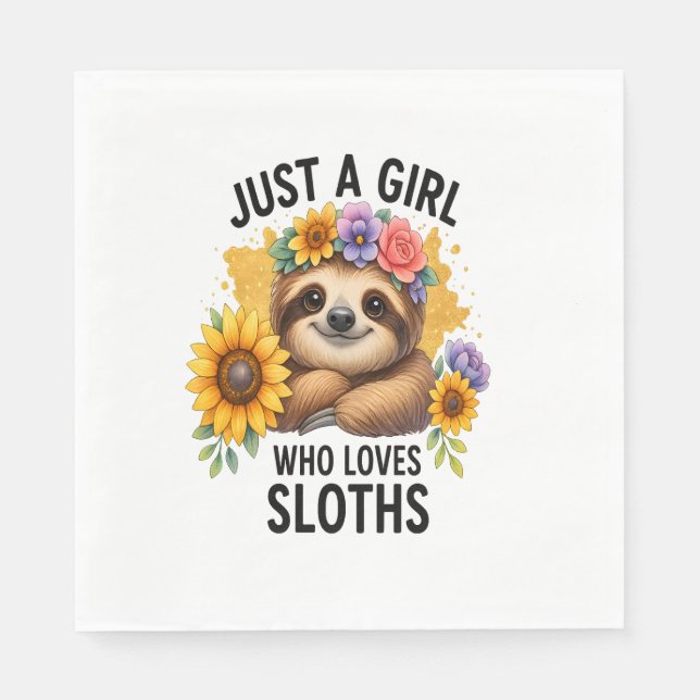 Guardanapo De Papel Sloth Just a Girl Who Loves Sloth (Frente)