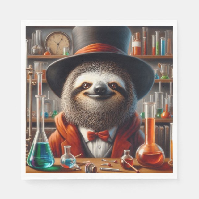 Guardanapo De Papel Sloth Mad Scientist (Frente)