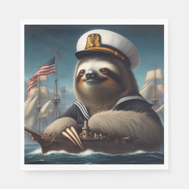 Guardanapo De Papel Sloth Sailor (Frente)