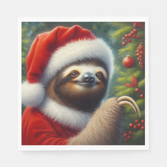 Guardanapo De Papel Sloth Santa Claus (Frente)