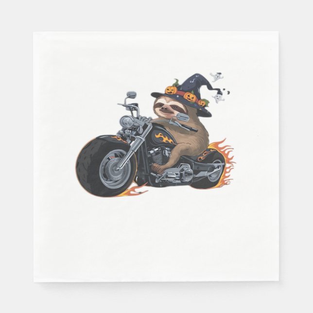 Guardanapo De Papel Sloth Sloth Motorcycle Ride Halloween Biker Divert (Frente)