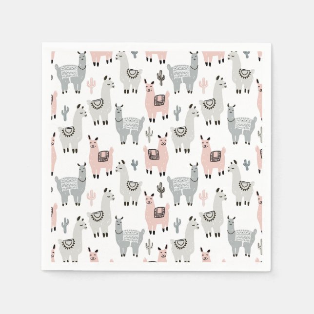 Guardanapo De Papel Smiling Llamas Pattern (Frente)