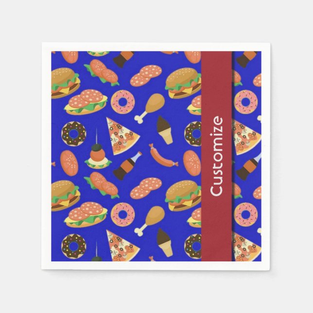 Guardanapo De Papel Snack Time Blue Picnic Napkins (Frente)