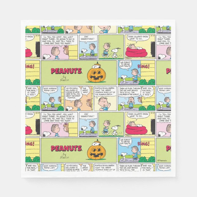 Guardanapo De Papel Snoopy & Linus | O Excelente Pumpkin News (Frente)