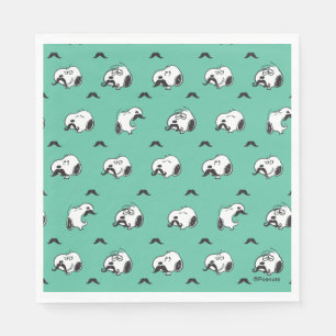 Guardanapo De Papel Snoopy Mustaches & Teal Patterno