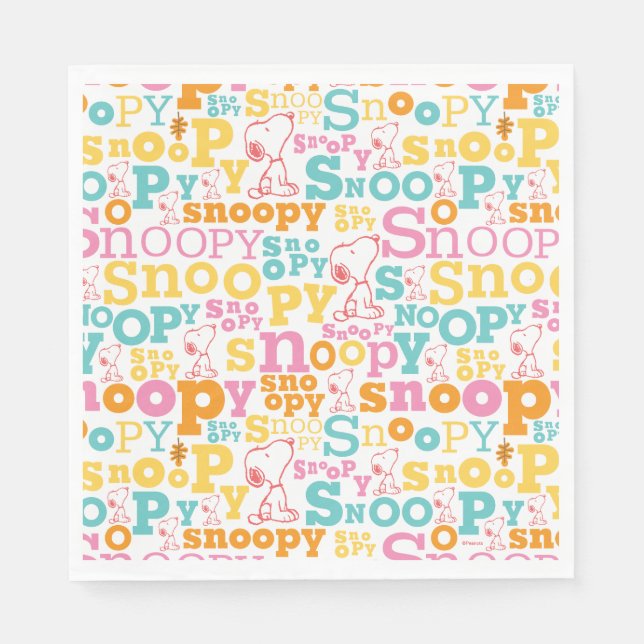 Guardanapo De Papel Snoopy Pastel Text Pattern (Frente)