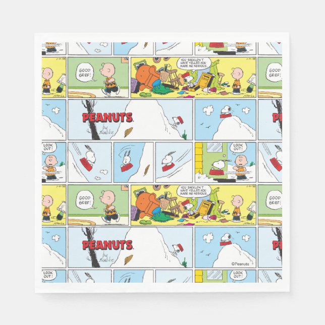 Guardanapo De Papel Snoopy Sled Riding Comida Dish (Frente)