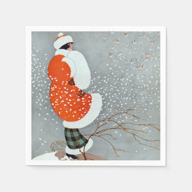 Guardanapo De Papel Snow Buntings - Will Hammell  (Frente)