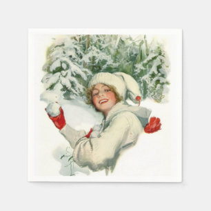 Guardanapo De Papel Snowball Fight (por Harrison Fisher)