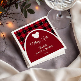Guardanapo De Papel Snowflake Red Plaid Merry Little Baby Shower
