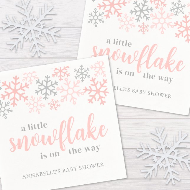 Guardanapo De Papel Snowflake Winter Girl Baby Shower (Snowflake Winter Girl Baby Shower Napkins)