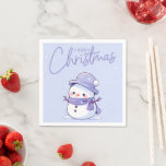 Guardanapo De Papel Snowman Christmas Napkin<br><div class="desc">Neve Natal Napkin - Púrpura Fundo com Flocos de Neve - Cartões de natal Bonito Traga um toque de maravilha de inverno para seus cartões de natal com este adorável Napkin de Natal Snowman! Colocado sobre um fundo roxo leve com flocos de neve brancos delicados, esse guardanapo festivo apresenta um...</div>