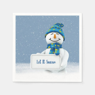Guardanapo De Papel Snowman com Sinal de Deixe-o nevar