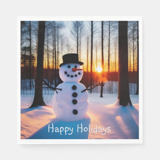 Guardanapo De Papel Snowman Happy Holidays (Frente)