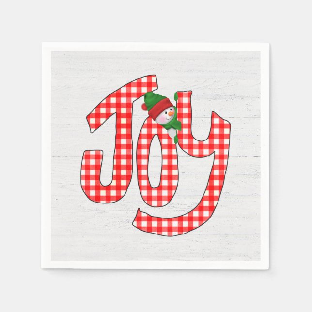 Guardanapo De Papel Snowman On Gingham Joy (Frente)