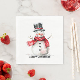 Guardanapo De Papel Snowman Red Scarf Christmas