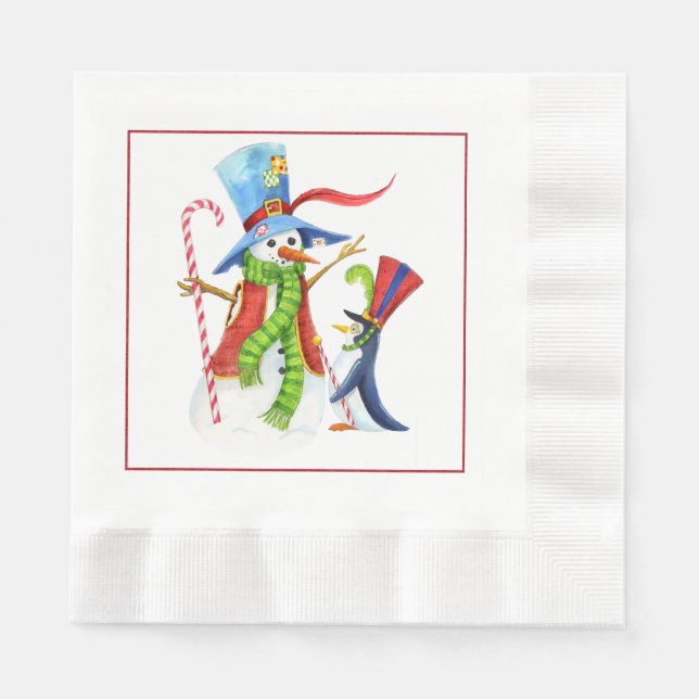 Guardanapo De Papel Snowmen Christmas Paper Napkins (Frente)