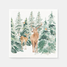 Guardanapo De Papel SnowWinter Woodland Deer Christmas