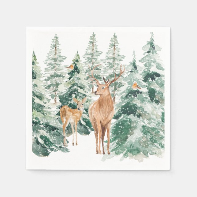 Guardanapo De Papel SnowWinter Woodland Deer Christmas (Frente)