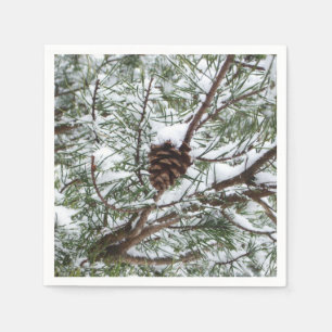 Guardanapo De Papel Snowy Pine Cone II Fotografia de inverno
