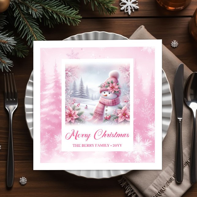 Guardanapo De Papel Snowy Pinkmas Christmas Scene Napkins Kids Holiday (Snowy Pinkmas Christmas Scene Napkins Kids Holiday Party)