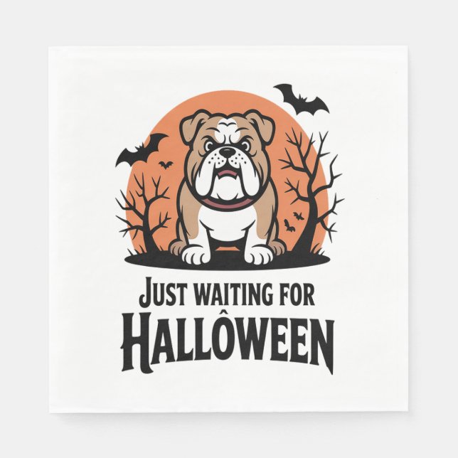 Guardanapo De Papel Só esperando o cachorro de Halloween (Frente)