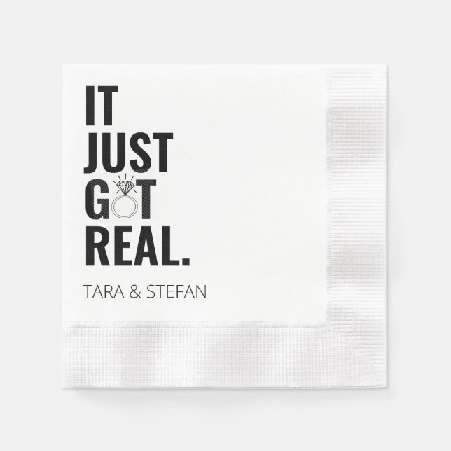 Guardanapo De Papel SÓ TINHA Noivado REAL Personalizado Napkins (Frente)