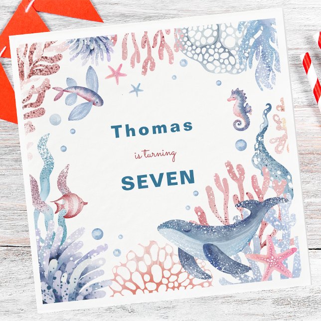 Guardanapo De Papel Sob o aniversário de criança das criaturas oceânic (Criador carregado)