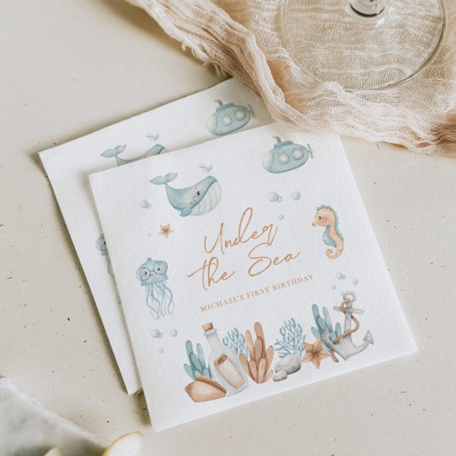 Guardanapo De Papel Sob o Aniversário do Mar (Criador carregado)