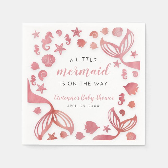 Guardanapo De Papel Sob o Chá de fraldas de sereia (Frente)