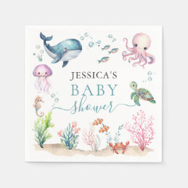 Guardanapo De Papel Sob O Mar Chá de fraldas De Animais Coloridos Do O