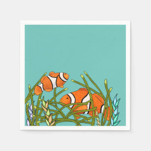 Guardanapo De Papel Sob O Mar De Peixe-Palha Aniversário