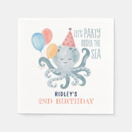 Guardanapo De Papel Sob o Mar Octopus Watercolor Beach Birthday