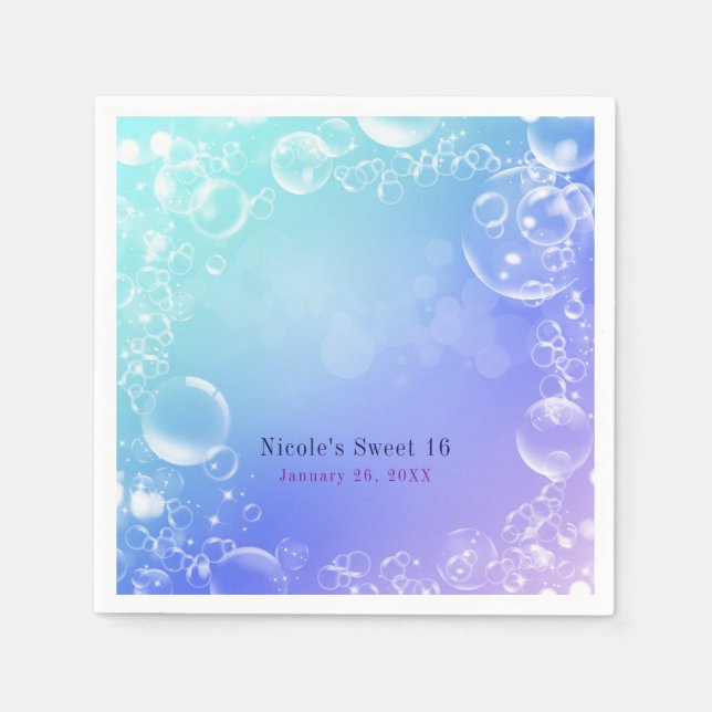 Guardanapo De Papel Sob o Partido Personalizado das Bolhas Encantadas  (Frente)