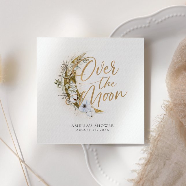 Guardanapo De Papel Sobre a Lua Boho Dourada Poeira e Nuvens (Criador carregado)