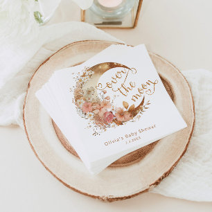 Guardanapo De Papel Sobre o chá de fraldas da lua de ouro floral