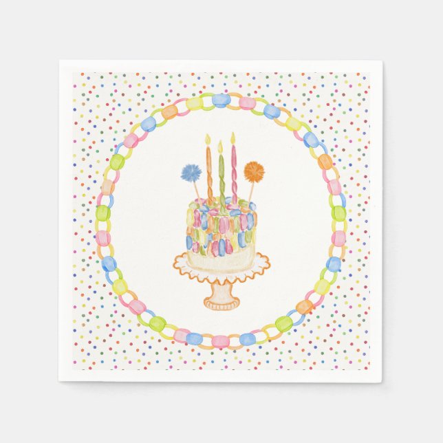 Guardanapo De Papel Sobremesa de Aniversário Confete (Frente)