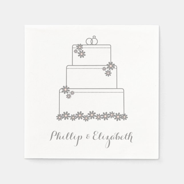 Guardanapo De Papel Sobremesa de Bolo Rosa Napkins (Frente)