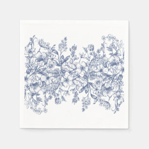 Guardanapo De Papel Sobremesa de casamento floral vintage em azul Chin