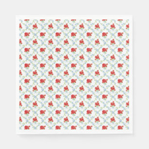 Guardanapo De Papel Sobremesa de Festa Floral Elegante Vintage Vermelh