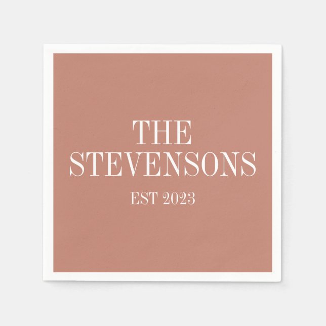 Guardanapo De Papel Sobrenome Clássico da Família Última Data Terracot (Frente)