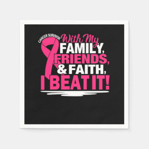 Guardanapo De Papel sobrevivente de câncer Faith Amigos Família Rosa