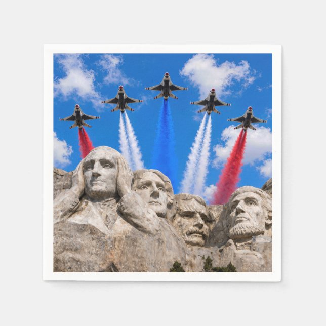 Guardanapo De Papel Sobrevoo de Avião de Combate no Monte Rushmore (Frente)