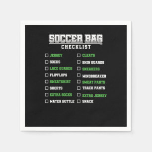 Guardanapo De Papel Soccer Bag Checklist Metas de futebol jogador Pla