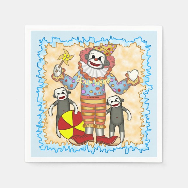 Guardanapo De Papel Sock Monkey Birthday (Frente)