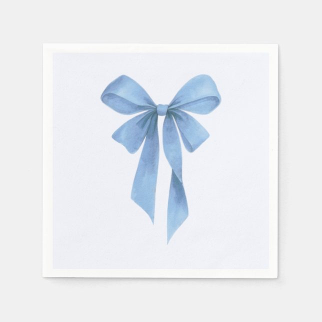 Guardanapo De Papel Soft Blue Bow Boy Baby Shower Napkins (Frente)
