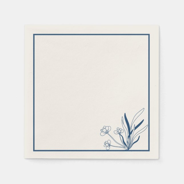 Guardanapo De Papel Soft Blue Coastal Botanical Napkins (Frente)