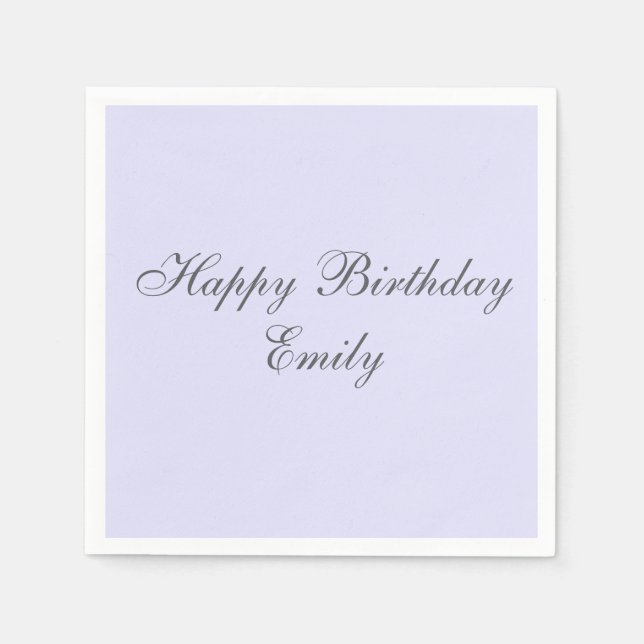 Guardanapo De Papel Soft Lavender Minimalist Birthday Party Napkins (Frente)