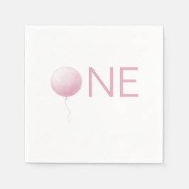 Guardanapo De Papel Soft Pink Balloon Modern Girl First Birthday Party